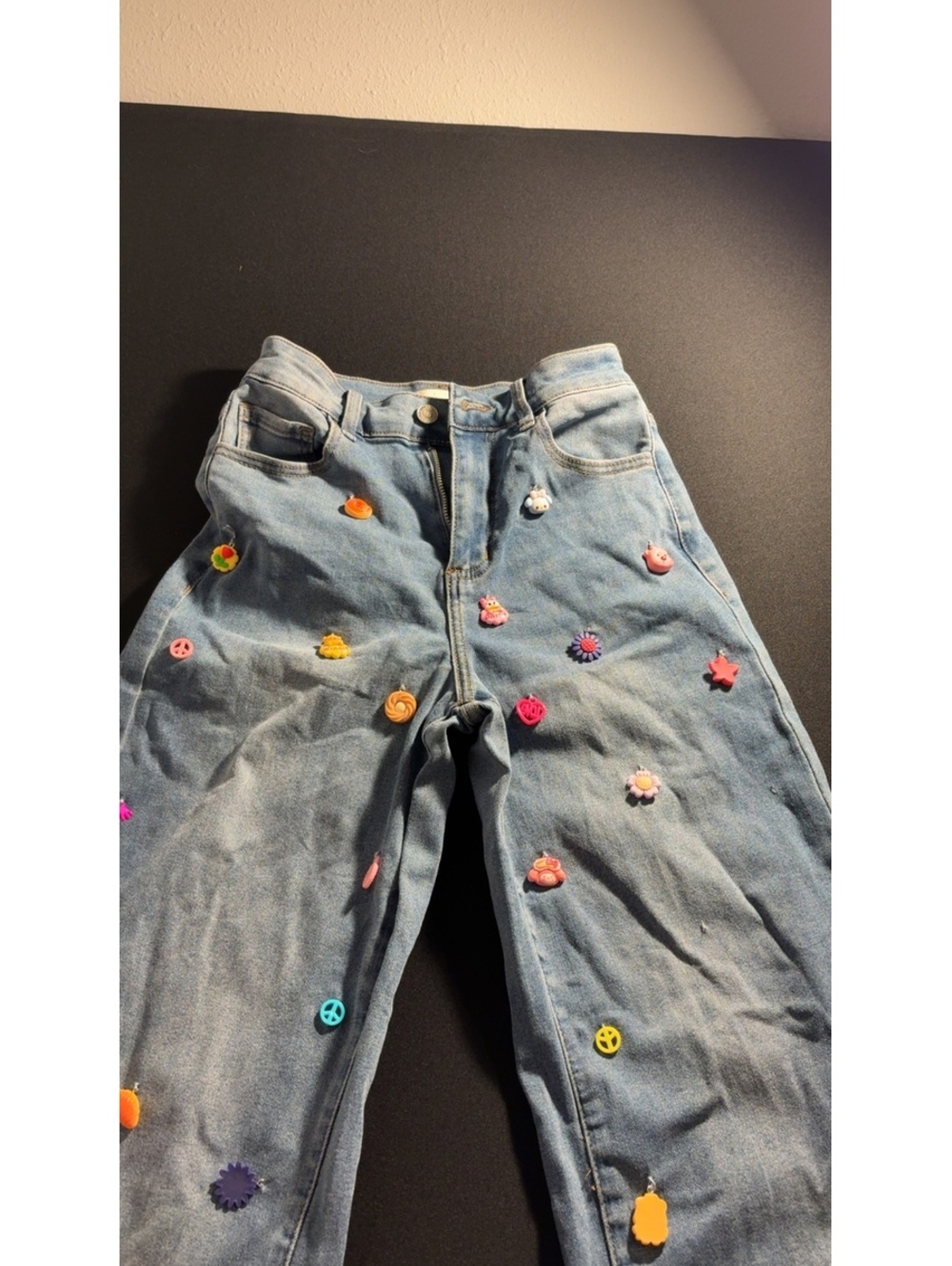 LC  Y2K Charm Embellished Barrel Flare Kidcore Size S